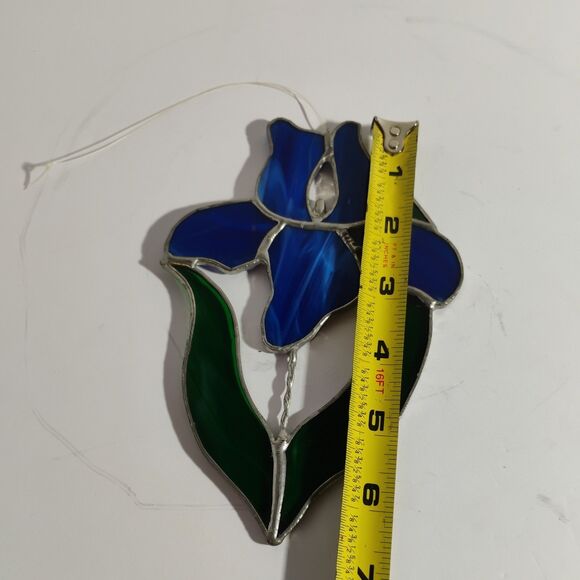 Handmade Stained Glass Iris Flower - Picture 6 of 7